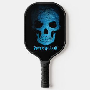 Palas De Pickleball Halloween Personal Scary Blue Night Skull