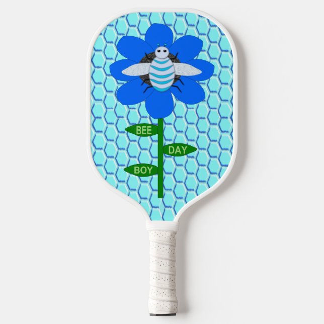 Palas De Pickleball Happy Bee Day Boy Blue Birthday Bumblebee (Anverso)