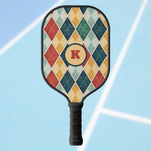 Palas De Pickleball Harlequin Vintage Gold Red Green Monograma Argyle