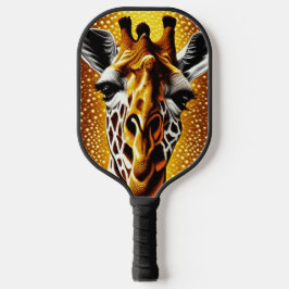 Palas De Pickleball Hermosa jirafa sobre un fondo de oro Purpurina