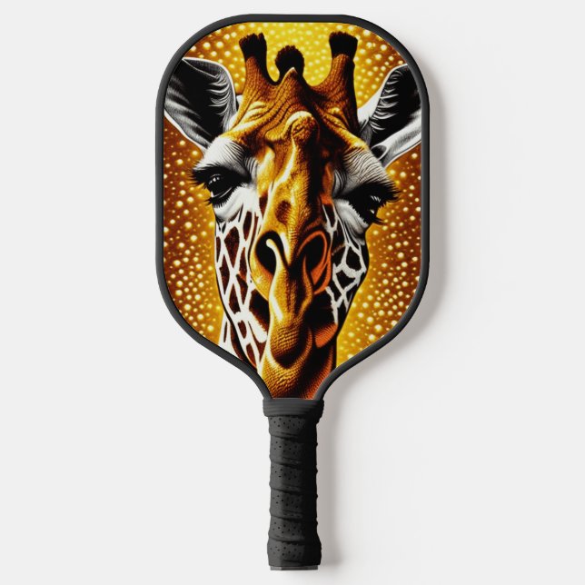 Palas De Pickleball Hermosa jirafa sobre un fondo de oro Purpurina (Anverso)