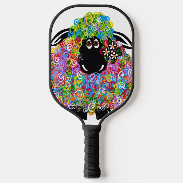 Palas De Pickleball Hermosa Oveja Arcoiris De La Familia (Anverso)
