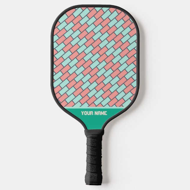 Palas De Pickleball Hermosa paleta de ladrillo rosa verde pro pellebol (Reverso )