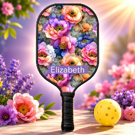 Palas De Pickleball Hermosa Peonía Floral Personalizada en Pastel