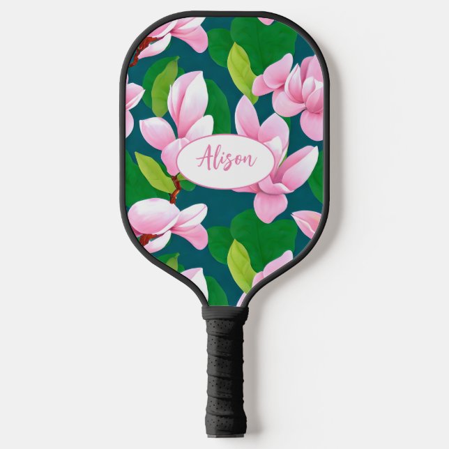 Palas De Pickleball Hermosas flores de magnolia rosada (Anverso)