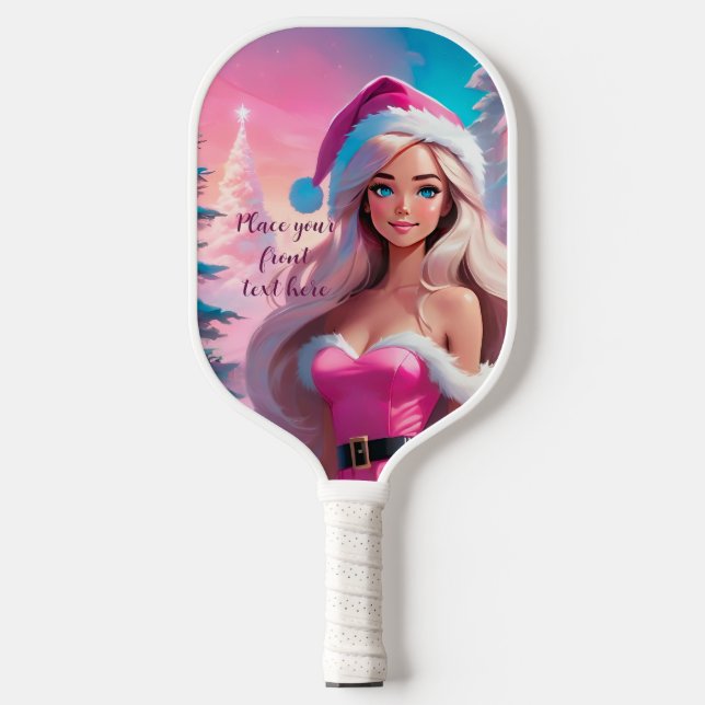 Palas De Pickleball Hermoso Chica de Navidades rosados 01 (Anverso)