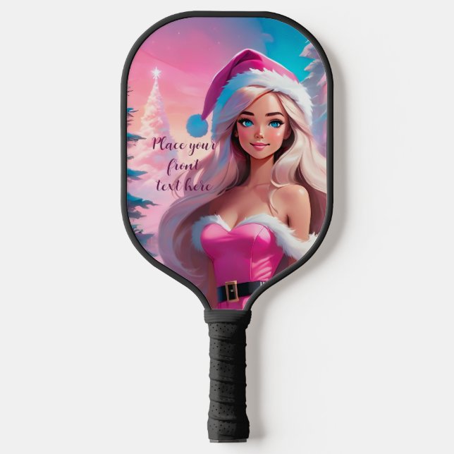 Palas De Pickleball Hermoso Chica de Navidades rosados 01 (Anverso)