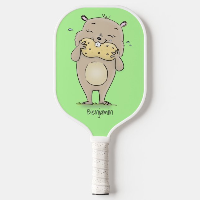 Palas De Pickleball Hermoso hámster sonriente lindo con personalizado  (Anverso)