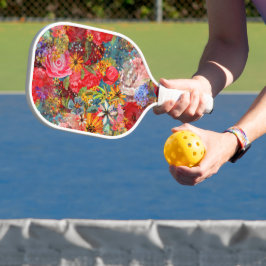 Palas De Pickleball Hermoso Modelo Floral Brillante Abstracto Abstract