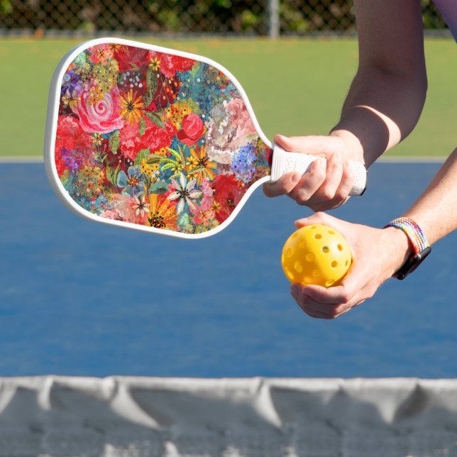 Palas De Pickleball Hermoso Modelo Floral Brillante Abstracto Abstract (in situ)