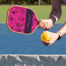 Palas De Pickleball Hermoso monograma de rosas rosas rosas rosas