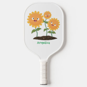 Palas De Pickleball Hermosos girasoles alegres sonrientes ilustracion 