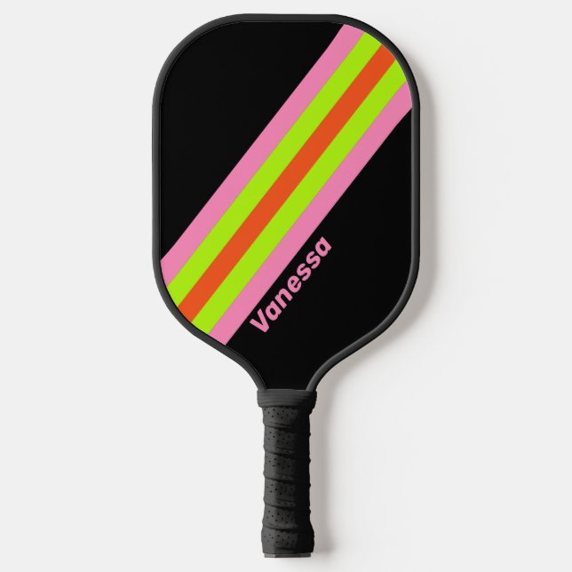 Palas De Pickleball HI-VIS y bandas rosadas con nombre (Anverso)