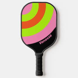 Palas De Pickleball HI-VIS y franja circular rosa con nombre