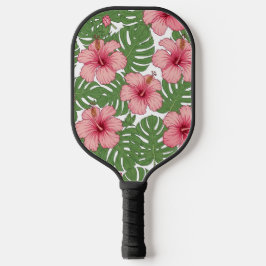 PALAS DE PICKLEBALL HIBISCO ROSA TROPICAL Y HOJAS VERDES