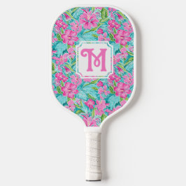 Palas De Pickleball Hibiscus Tropical Preppy | Monograma Baloncesto
