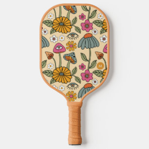 Palas De Pickleball Hippie 70 Floral hongo Boho Floral Eye & Name