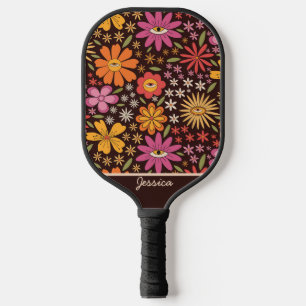 Palas De Pickleball Hippie Psicodélico Años 70 Groovy Flores Ojo Perso
