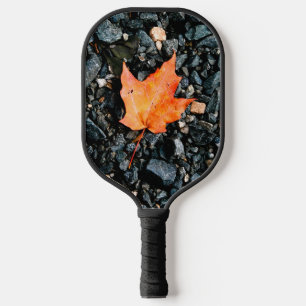 Palas De Pickleball Hoja naranja sobre rocas negras