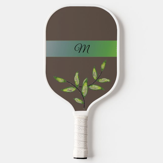 Palas De Pickleball Hoja verde Monograma Paddle de pellebol (Reverso )