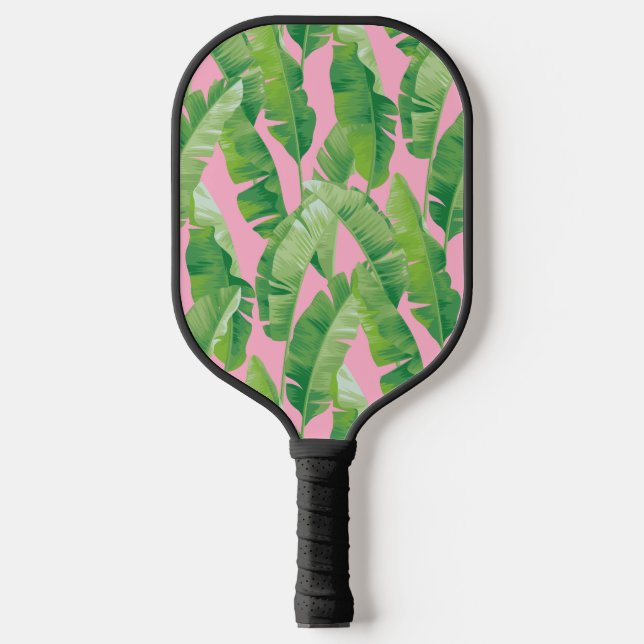 Palas De Pickleball Hojas de plátano rosadas (Anverso)