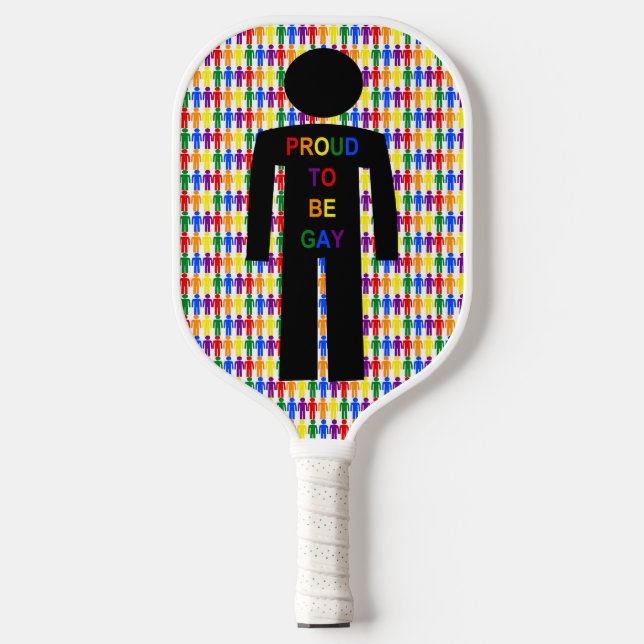 Palas De Pickleball Hombre gay LGBTQ Silhouette y hombres arcoiris (Anverso)