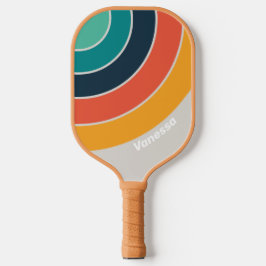 Palas De Pickleball Huella de círculo de arcoiris del océano retro con