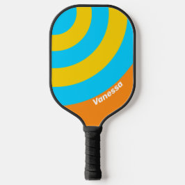 Palas De Pickleball Huella de Círculo de Verano Retro con nombre