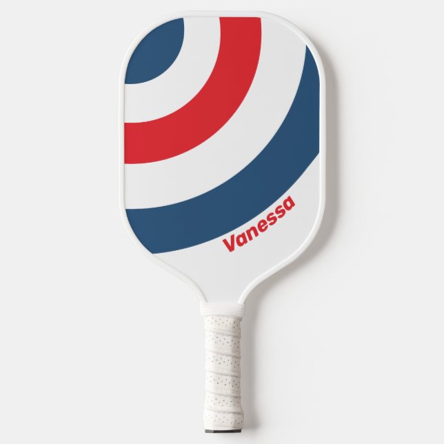 Palas De Pickleball Huella de Círculo Nostálgico Postman con nombre (Anverso)