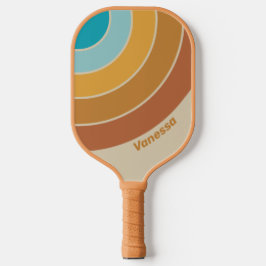 Palas De Pickleball Huella vintage de arco iris con nombre