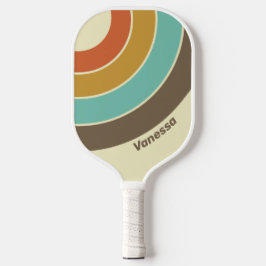 Palas De Pickleball Huella vintage de arco iris con nombre