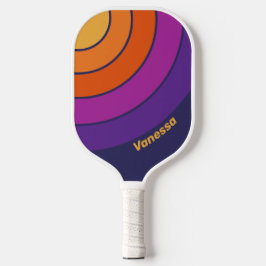 Palas De Pickleball Huella vintage de arco iris con nombre