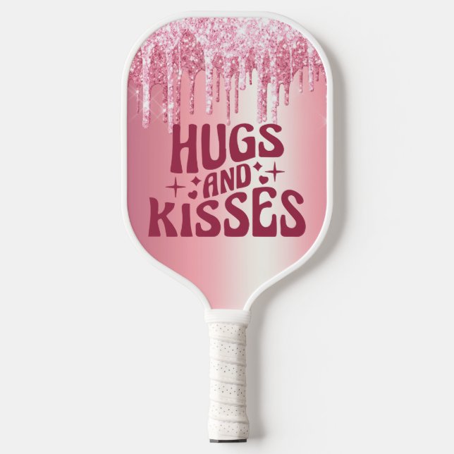 PALAS DE PICKLEBALL HUGS & KISSES PURPURINA DE VALENTINE, PERSONALIZAD (Anverso)