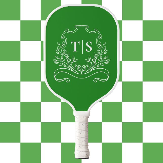Palas De Pickleball Hunter Green Monogram Classic Crest (Hunter Green Monogram Classic Crest Pickleball Paddle)