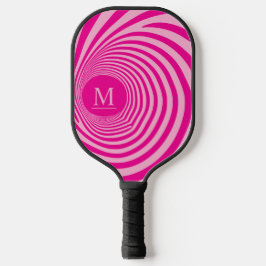 Palas De Pickleball Ilusión óptica linda vórtice monograma tonos rosad