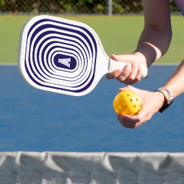 Palas De Pickleball Ilusión óptica monogramada azul y blanca