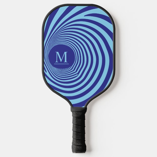 Palas De Pickleball Ilusión óptica Vortex Monograma Tonos azules (Anverso)