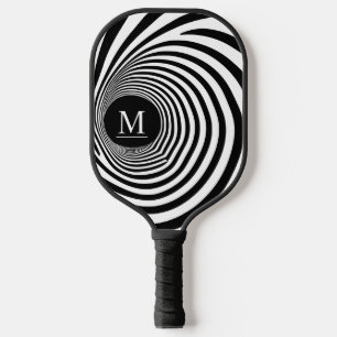 Palas De Pickleball Ilusión óptica vórtice monograma negro y blanco