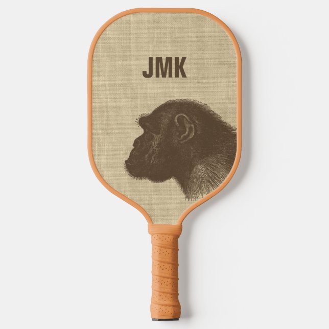 Palas De Pickleball Ilustracion Chimpancé Vintage personalizado (Anverso)