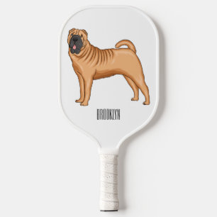 Palas De Pickleball Ilustracion chino de personalizado de perro Shar-P