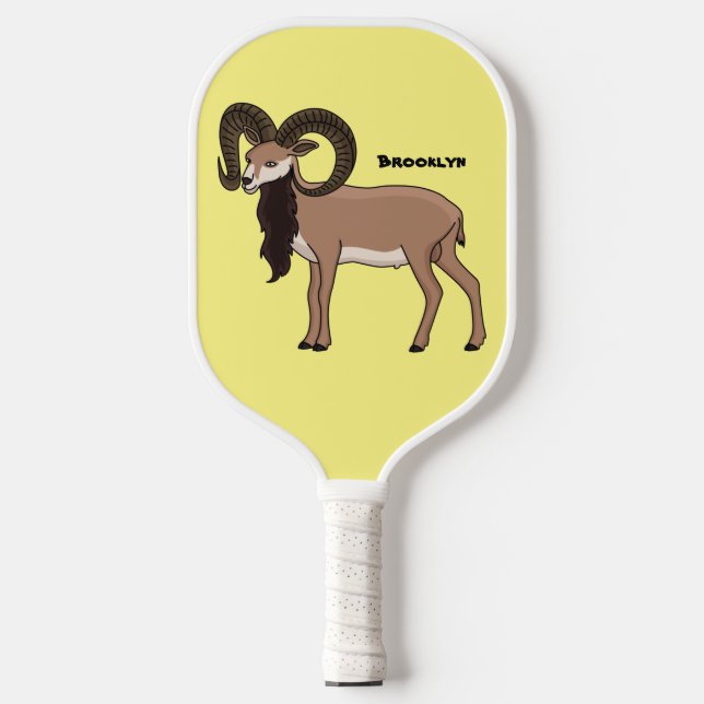 Palas De Pickleball Ilustracion de cabra de Mouflon (Anverso)