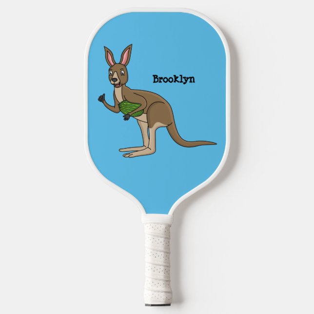 Palas De Pickleball Ilustracion de canguro australiano bastante feliz (Anverso)