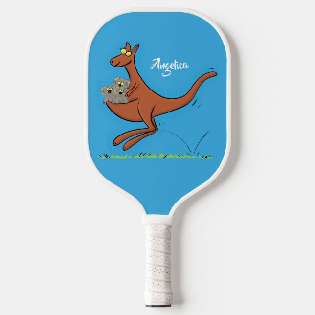 Palas De Pickleball Ilustracion de canguro y personalizado de koalas (Anverso)