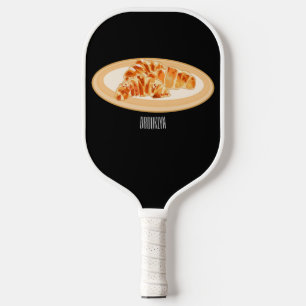 Palas De Pickleball Ilustración de dibujos animados de croissant