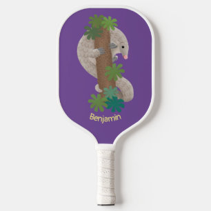 Palas De Pickleball Ilustracion de hormigón de pangolin feliz