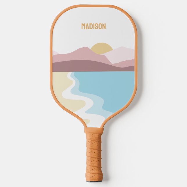 Palas De Pickleball Ilustracion de naturaleza de nombre personalizado (Anverso)