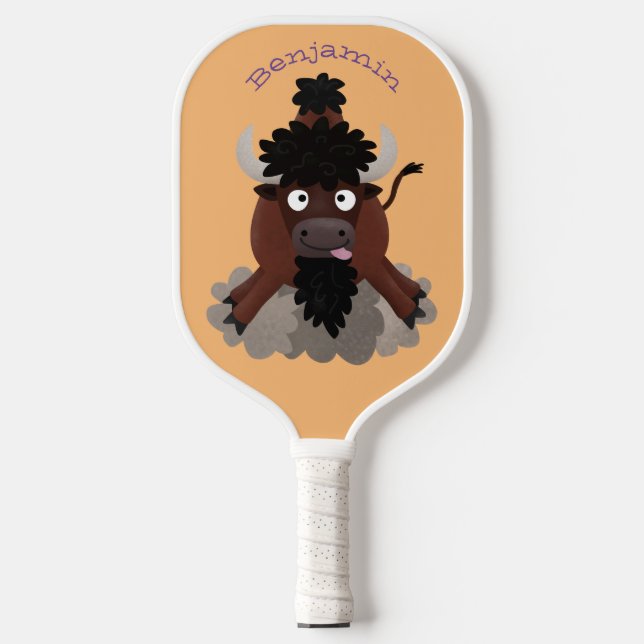 Palas De Pickleball Ilustracion de personalizado de bisontes búfalos d (Anverso)