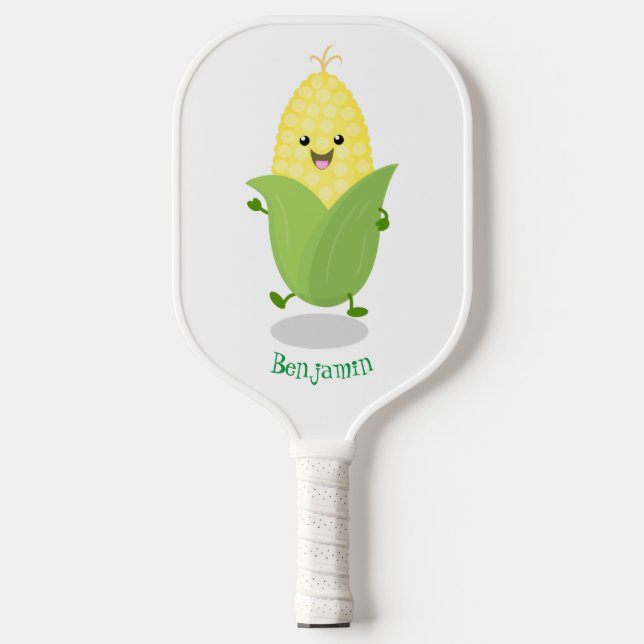 Palas De Pickleball Ilustracion de personalizado de maíz feliz (Anverso)