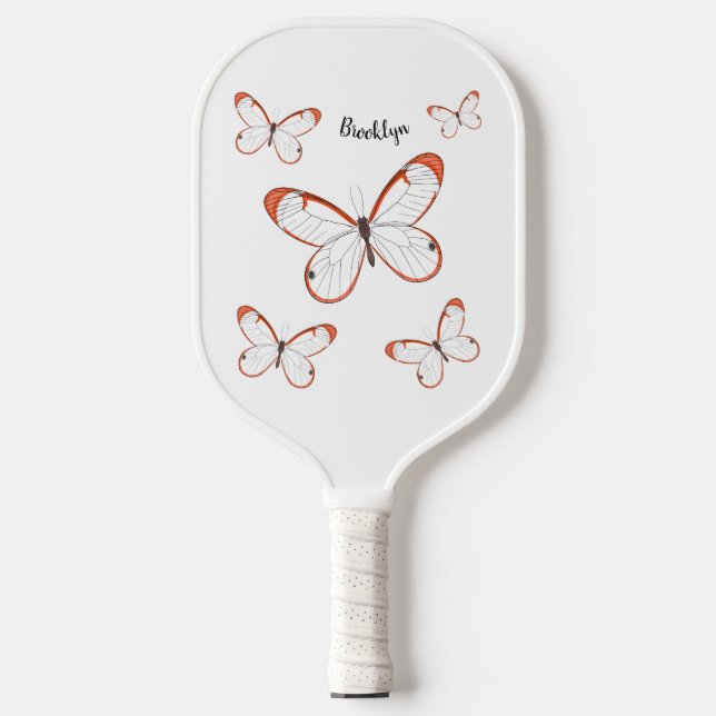 Palas De Pickleball Ilustracion de personalizado de mariposa de vidrio (Anverso)