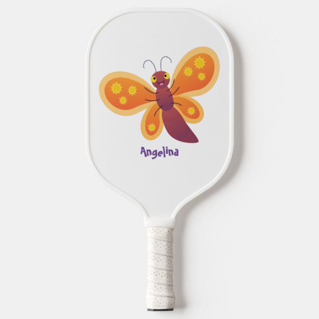 Palas De Pickleball Ilustracion de personalizado de mariposa naranja f (Anverso)